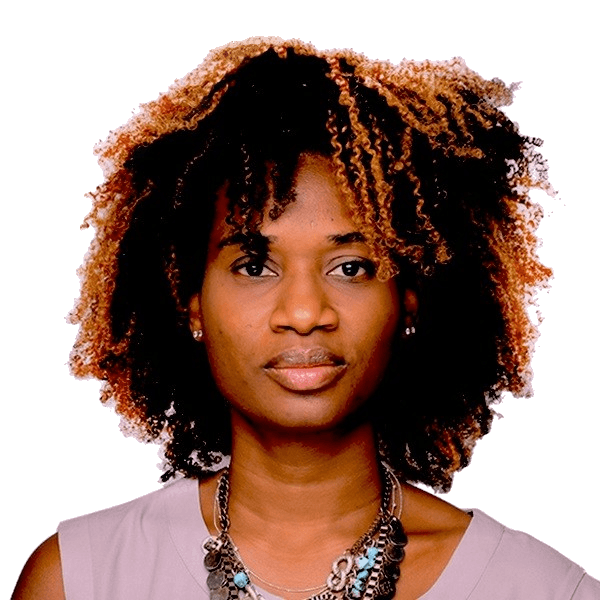 Portrait of woman with a curly highlighted hair